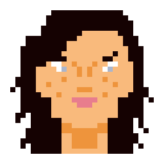 Image ID: There is a pixillated drawing of the singer Björk which when approached by a falcon, transforms into a drawing of the singer Arca and another bird.